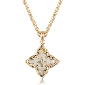 Gold Clover Necklace for Women Dainty 14K Plated CZ Pendant Charm Jewelry